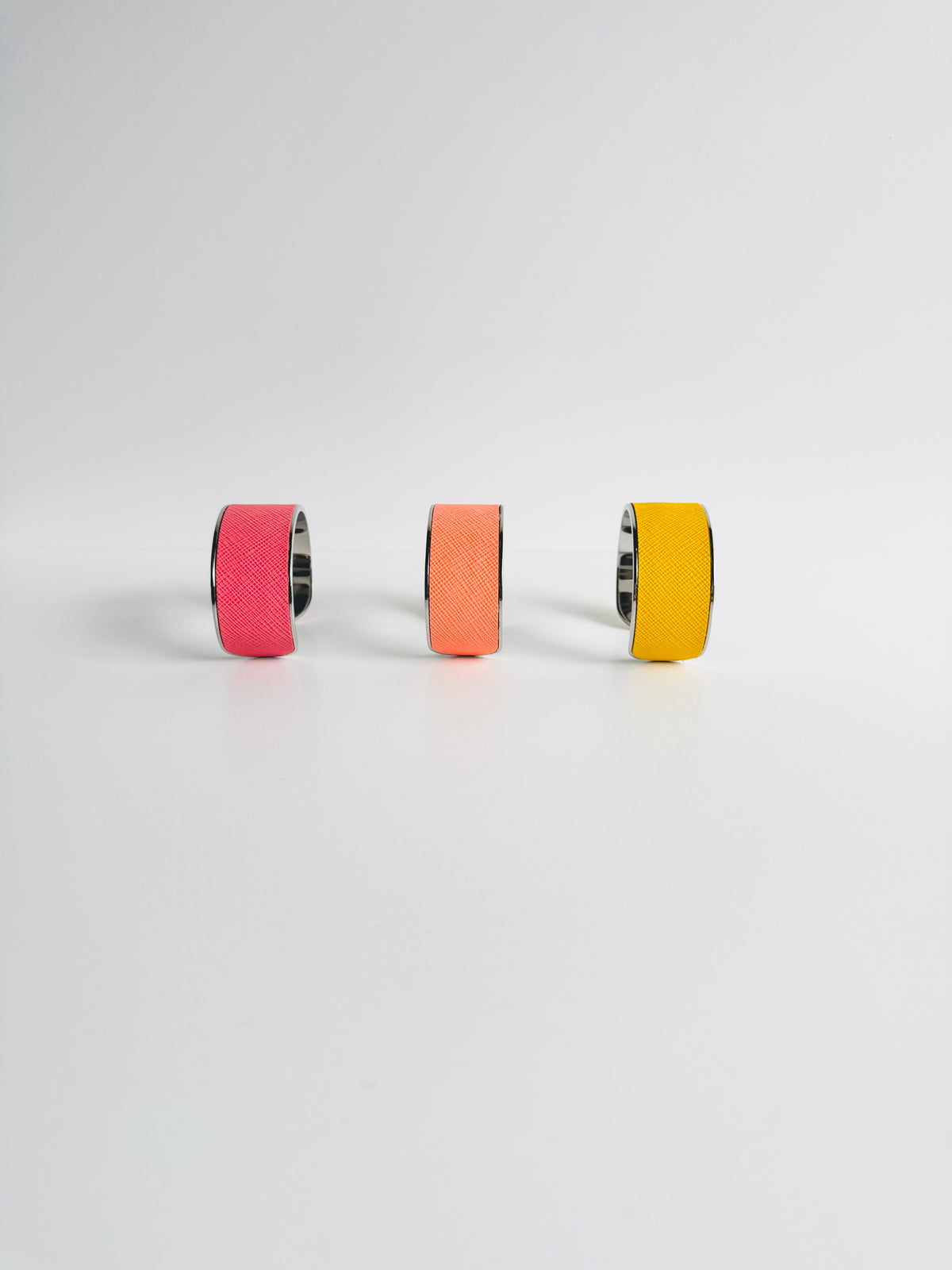 Cufflet – Silver Stainless Steel & Saffiano Leather