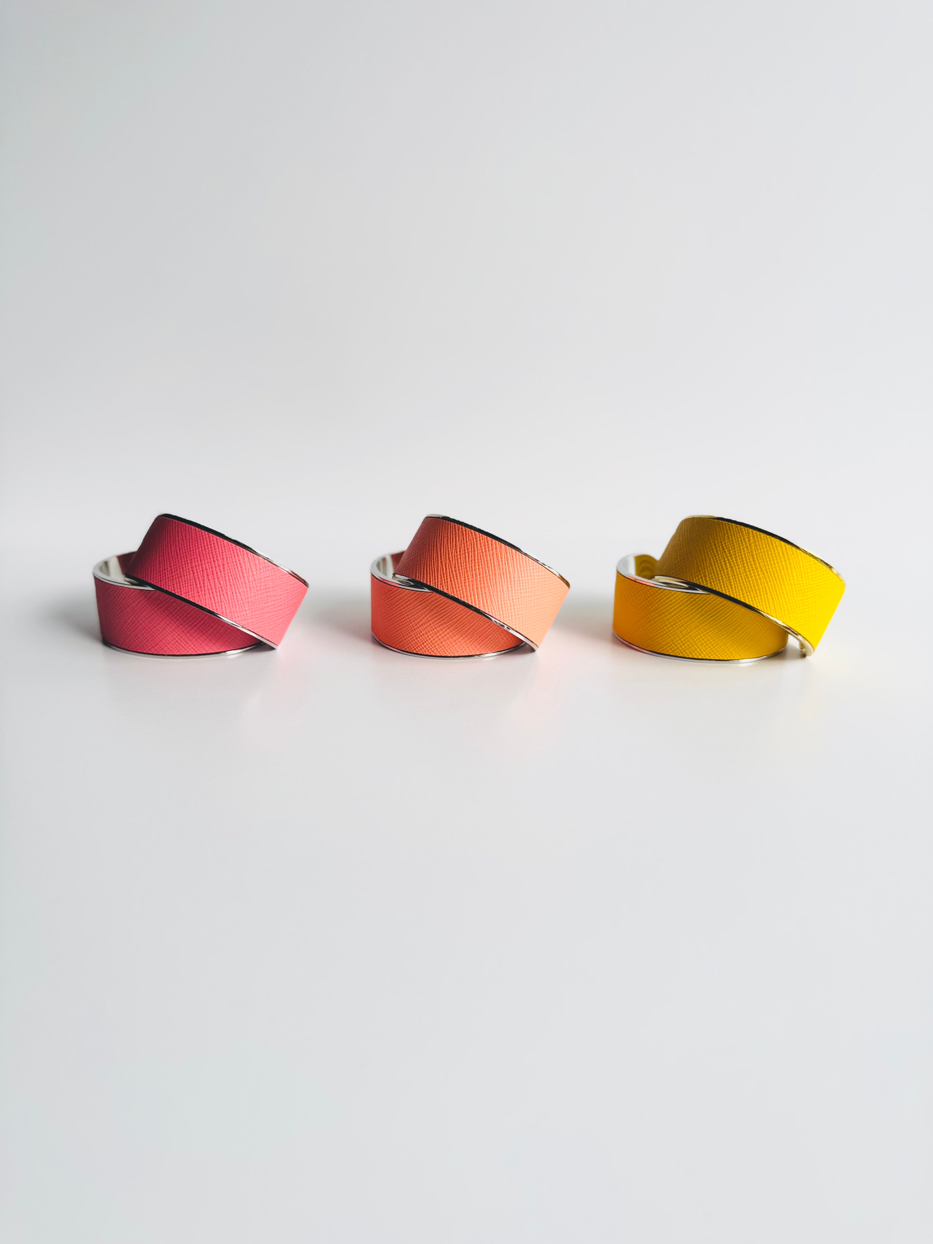 Cufflet – Silver Stainless Steel & Saffiano Leather